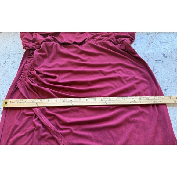 Chicos Womens Maxi Dress Size Large Red Rayon Stretch Sleeveless Wrap Hem Effect - Picture 7 of 9